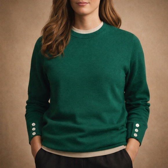 Tahari Sweaters - Tahari Emerald Green Mock Neck Sweater Classic Luxe Knit Women M